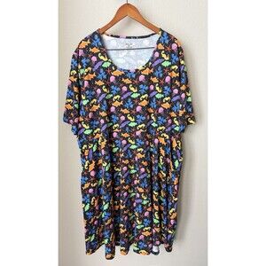 Svaha USA Women's Size 5XL Black Colorful Sea Twirl Dress